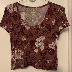 NWOT AEO Floral Babydoll Crop Top
